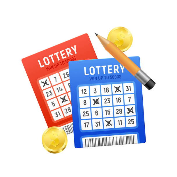 Lottery Tickets Realistic Composition - Vector, Image