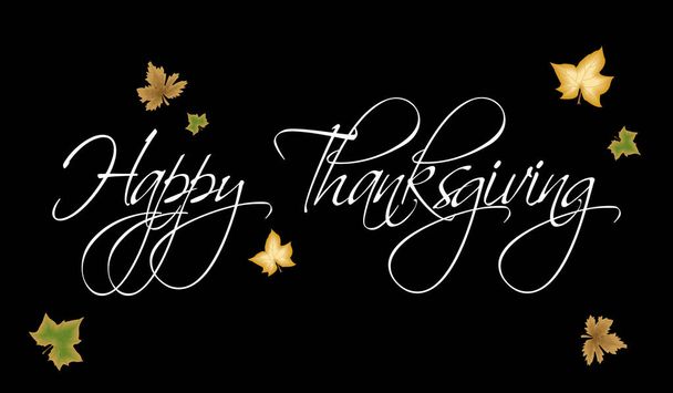Happy Thanksgiving vector white text. Hand written. Vector illustration for web pages, prints, template, gift, invitation and greeting card - Vector, Image