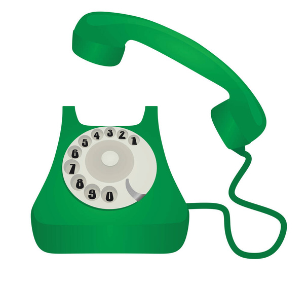 Groene retro telefoon. vectorillustratie - Vector, afbeelding