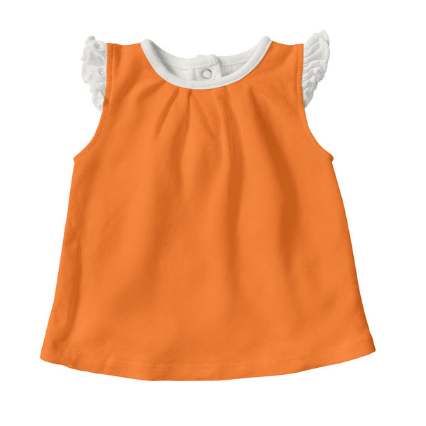 A modern Front View Aranyos Baby Dress Mockup A Sun Orange Color sablon, hogy a munka gyorsabb. - Fotó, kép