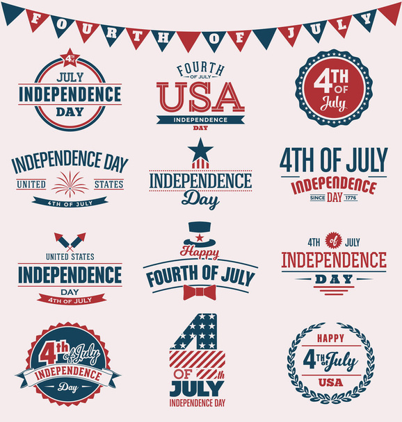 set of vector labels and badges for independence day of america - Vetor, Imagem