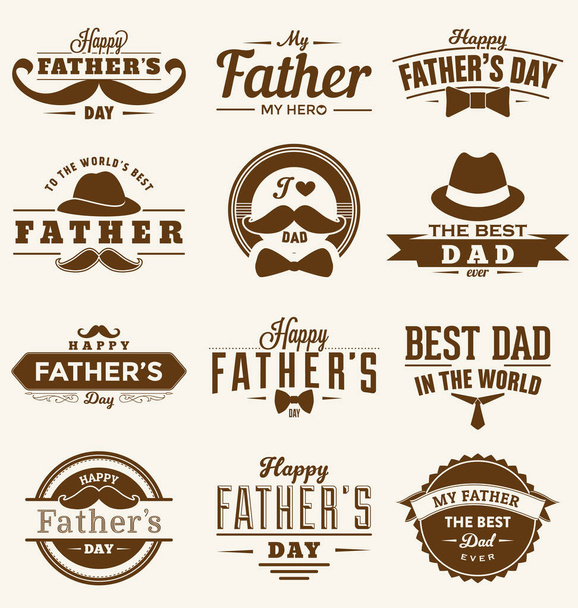 Babalar Günü tebrik kartı şablonu, vektör illüstrasyonu - Vektör, Görsel