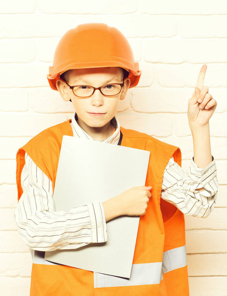 young cute builder boy - Fotó, kép
