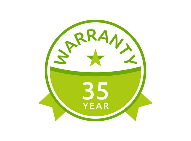 35 Year Warranty logo icon button stamp vectors, 35 years warranty green badges isolated on white background - Vector, Image