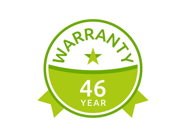 46 yıllık garanti logosu damga vektörü, 46 yıllık garanti yeşil rozetler beyaz arkaplanda izole edilmiş - Vektör, Görsel