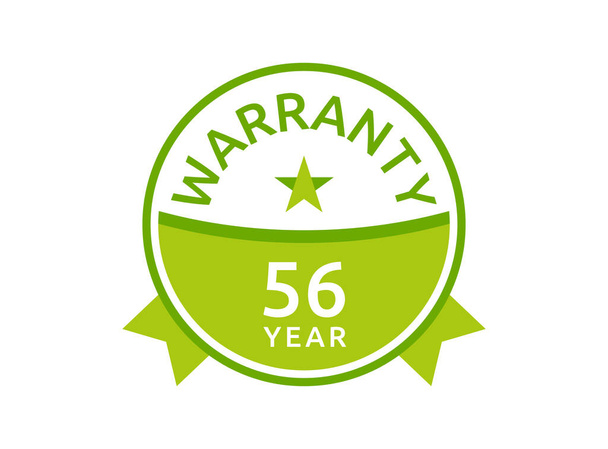 56 Jaar Garantie logo icoon button stempel vectoren, 56 jaar garantie groene badges geïsoleerd op witte achtergrond - Vector, afbeelding