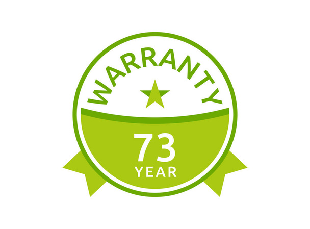 73 yıllık garanti logosu damga vektörleri, 73 yıllık garanti yeşil rozetler beyaz arkaplanda izole edilmiş - Vektör, Görsel