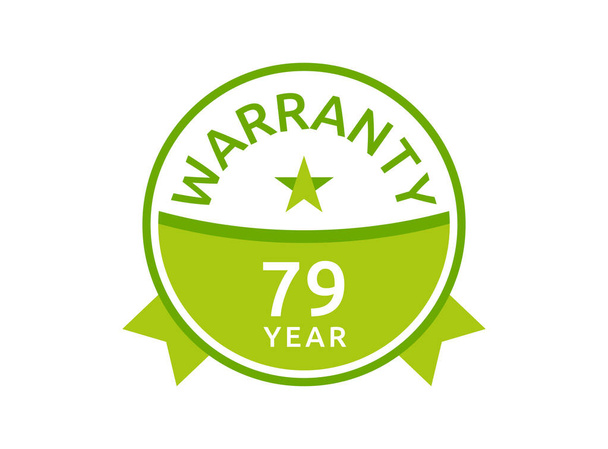 79 Year Warranty logo icon button stamp vectors, 79 years warranty green badges isolated on white background - Vector, Image