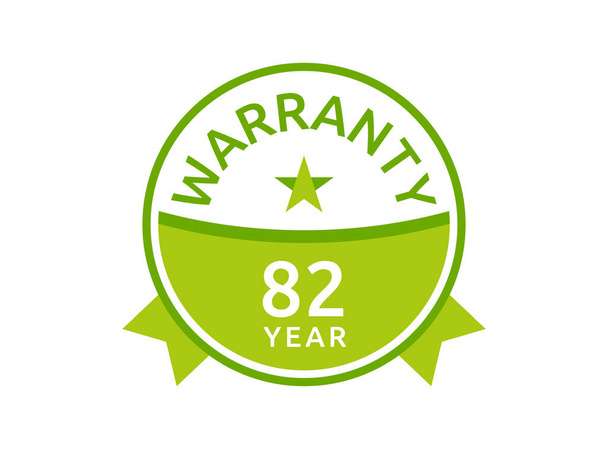 82 Year Warranty logo icon button stamp vectors, 82 years warranty green badges isolated on white background - Vector, Image
