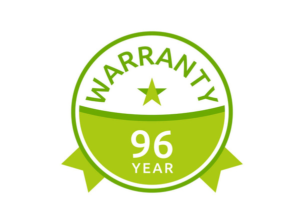 96 Jaar Garantie logo icoon button stempel vectoren, 96 jaar garantie groene badges geïsoleerd op witte achtergrond - Vector, afbeelding