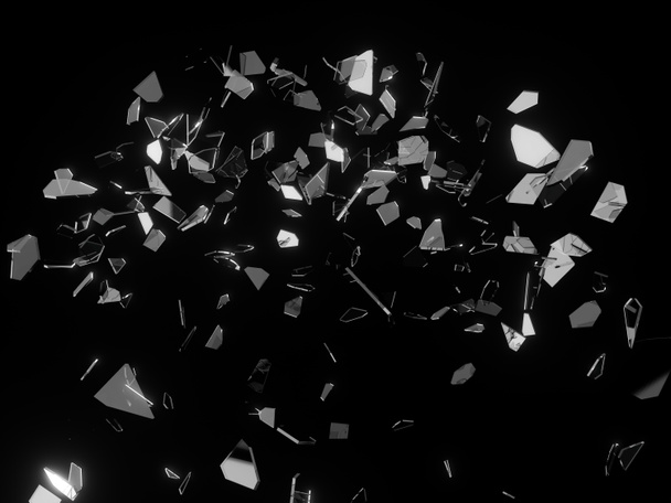 Trozos de vidrio roto volando en el aire - Foto, imagen