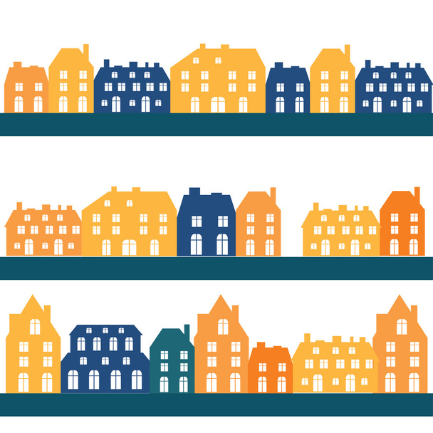 banner with small town. Vector illustration. - Διάνυσμα, εικόνα