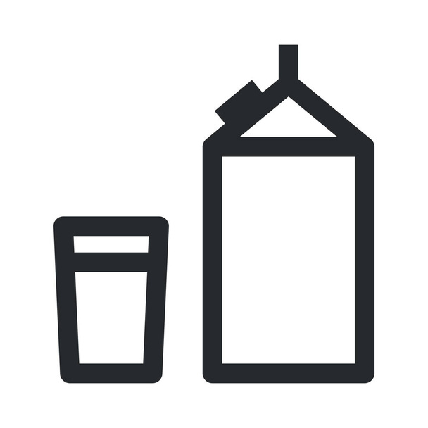 Milk carton and glass of milk icon. - Vector, Image