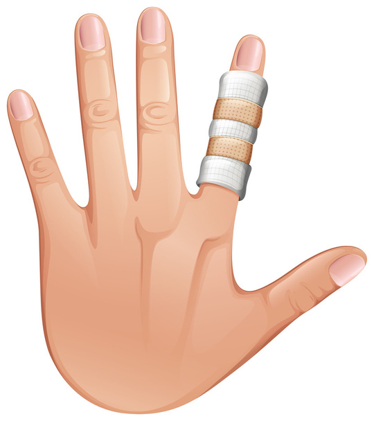 A first aid treatment on a finger - Vector, Image