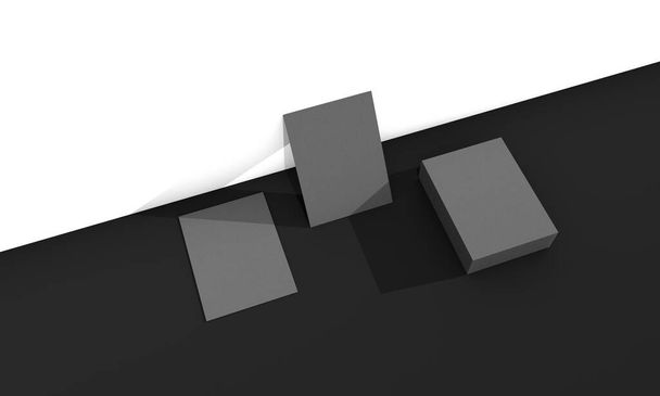 Verschillende soorten visitekaartjes voor mockup gegenereerd in 3D-illustratie. 3d renderen. - Foto, afbeelding