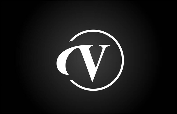V alphabet letter logo icon in black and white color. Simple and creative circle design for company and business  - ベクター画像