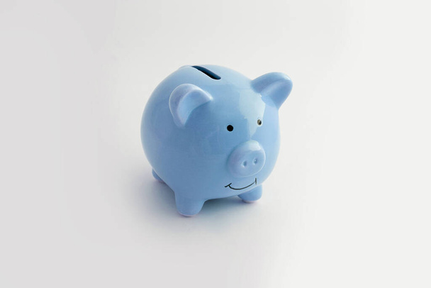 Piggy bank in the shape of a pig on an isolated white background - Fotoğraf, Görsel