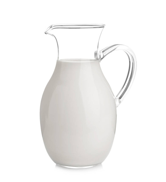 Jug of fresh milk isolated on white - Foto, imagen