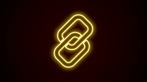 Ragyogó neon vonal Láncszem ikon elszigetelt fekete háttér. Egyedülálló kapcsolat. Hyperlink lánc szimbólum. 4K Videó mozgás grafikus animáció - Felvétel, videó