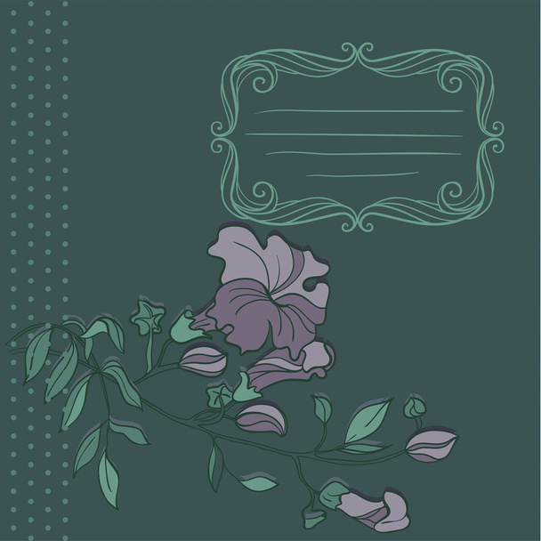 Vector flowers card with orament frame - Vektor, Bild