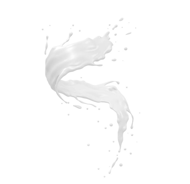 Twisted milk splash isolated on background, liquid or Yogurt splash, Include clipping path. 3d rendering. - Fotoğraf, Görsel
