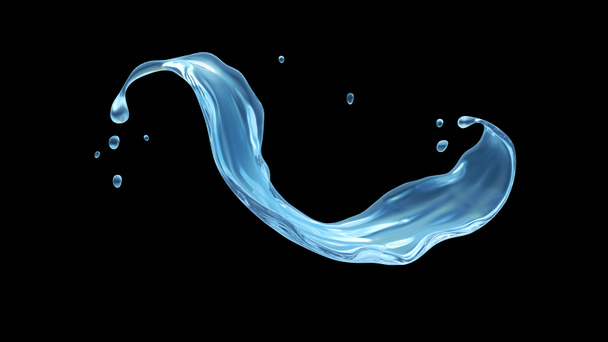 Water Splash isolato su sfondo nero, percorso di ritaglio, rendering 3d. - Foto, immagini