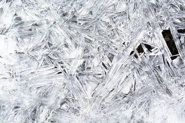 Transparante ijs kristallen textuur gebarsten achtergrond - Foto, afbeelding