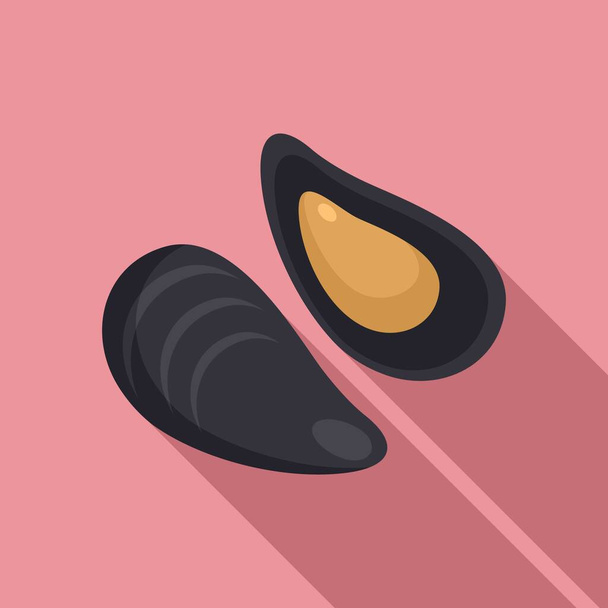 French mussels icon, flat style - Διάνυσμα, εικόνα