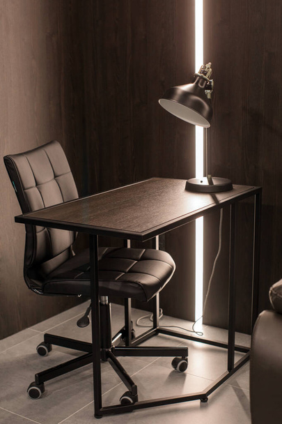 Chair and table with lamp - Φωτογραφία, εικόνα