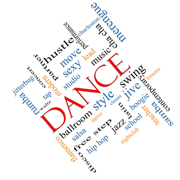 Concetto Dance Word Cloud Angled
 - Foto, immagini
