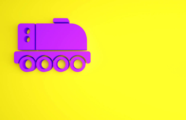 Purple Mars rover icon isolated on yellow background. Space rover. Moonwalker sign. Apparatus for studying planets surface. Minimalism concept. 3d illustration 3D render - Foto, Bild