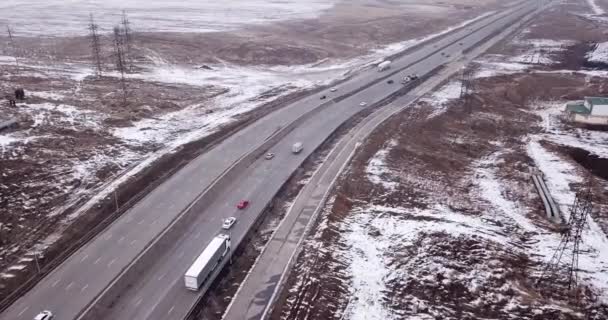 A large truck is traveling on a multi-lane highway - Footage, Video