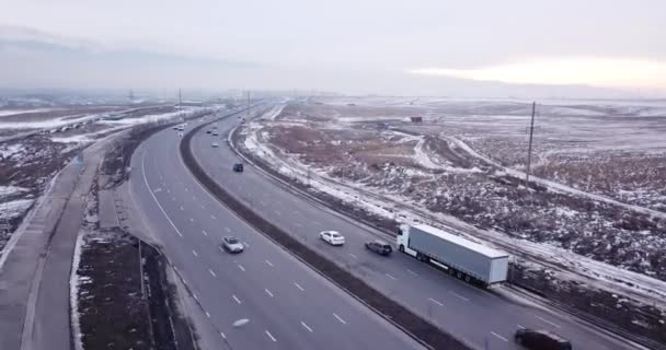 A large truck is traveling on a multi-lane highway - Footage, Video
