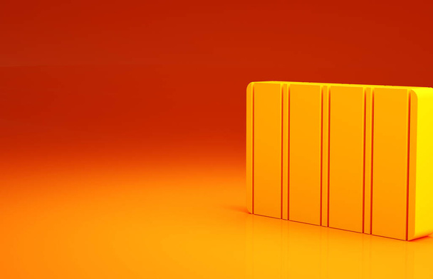 Paleta de colores amarillos icono guía aislado sobre fondo naranja. Cuadrícula modular. Concepto minimalista. 3D ilustración 3D render - Foto, imagen