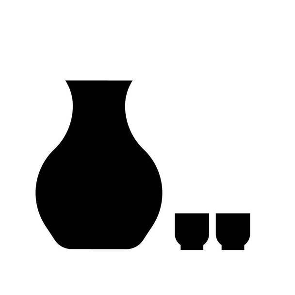 diseño de vodka y el símbolo del arroz. Set de vodka y japón - Foto, Imagen