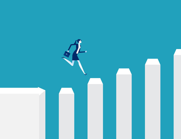 Businessman running to the top of graph - Vector, Image
