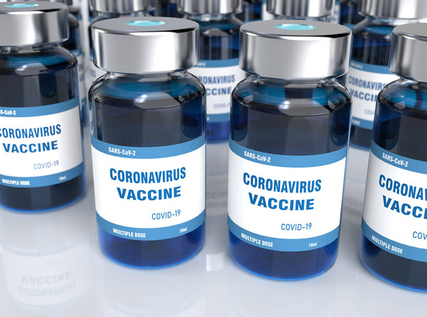 Flaconi medicinali per iniezione di vaccino Coronavirus Covid-19 2019-ncov Sars-cov-2 Trattamento di immunizzazione della vaccinazione per curare l'infezione da Covid 19 Coronavirus - Foto, immagini
