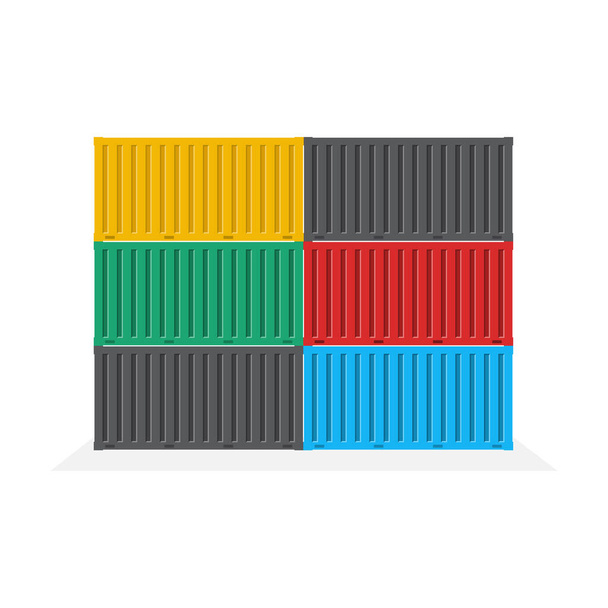 Side view of the container pile, Logistics and Transportation concept, Vector, Illustration. - Vector, Image