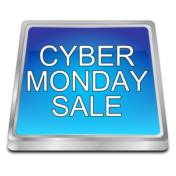 Синяя кнопка "Продажа в понедельник" - 3D иллюстрация - Фото, изображение