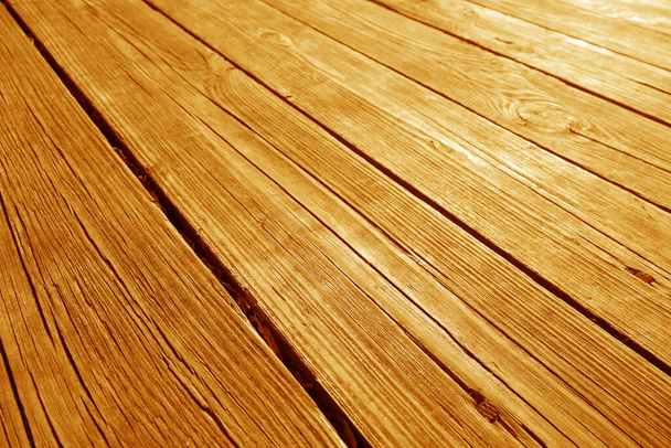 Old wooden terrace floor close-up with blur effect. Background and texture                     - Fotoğraf, Görsel