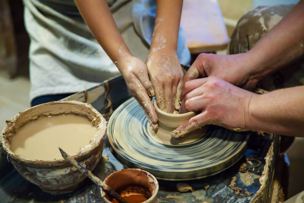 Pottery.clay pottery making. Selective focus.nature - Photo, Image