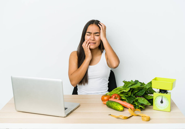 Young dietician asian woman isolated on white background whining and crying disconsolately. - Φωτογραφία, εικόνα