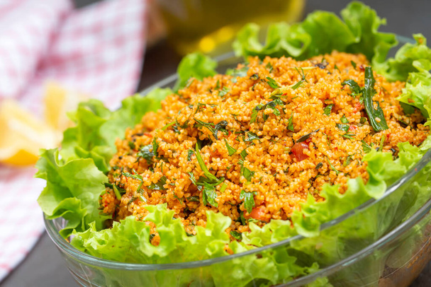Traditional delicious Turkish foods: bulgur salad (kisir) - Photo, Image