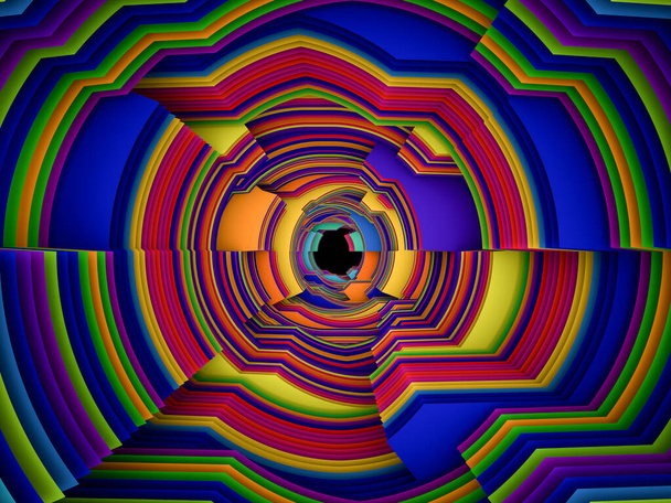 Abstract background of multicolored circular stripes for use in print and design. - Photo, Image