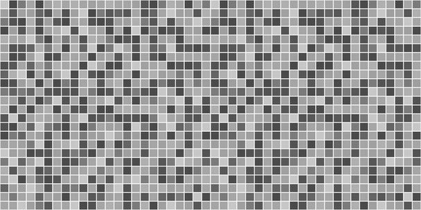 Kockás csempe háttér. Zökkenőmentes absztrakt textúra sok négyzet. Pixel tapéta. Fekete-fehér illusztráció - Vektor, kép