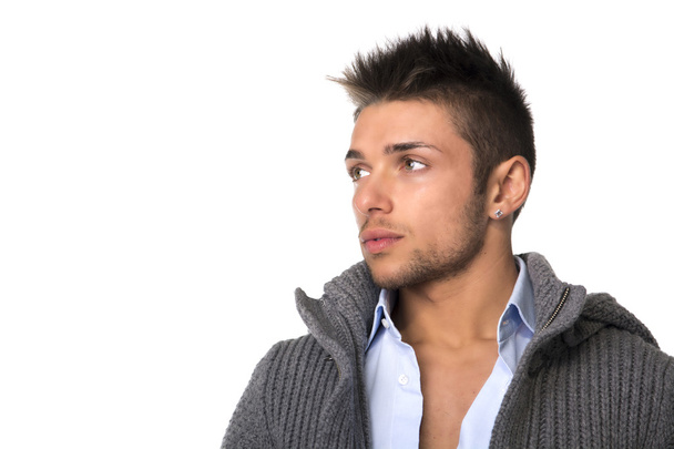 Good looking young man wearing winter sweater on shirt - Foto, afbeelding