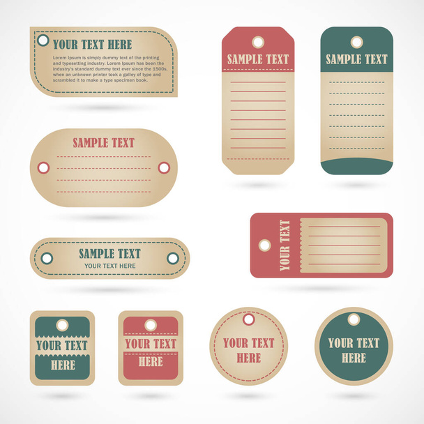 Vector stickers, price tag, banner, label. Coupon sale, offers and promotions vector template. - Vetor, Imagem