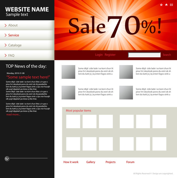 Web site design template - Vektor, Bild