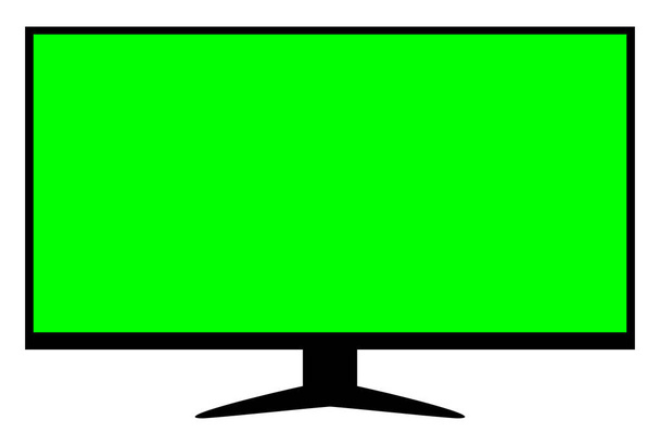 lcd tv green screen for display mock-up, tv lcd wide with green screen isolated on white, blank screen display flat television digital, modern television display for design - Vector, Image