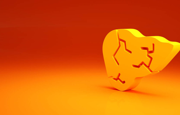 Желтый вирус гепатита на иконке печени человека выделен на оранжевом фоне. Всемирный день борьбы с гепатитом. Концепция минимализма. 3D-рендеринг. - Фото, изображение